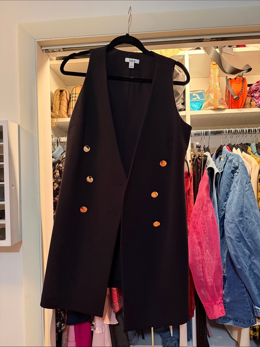 Bar III Black Sleeveless Blazer Vest